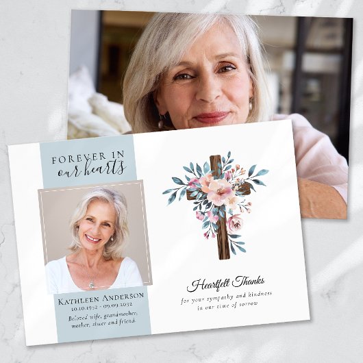 Eucalyptus Cross Photo Funérailles Merci Cartes