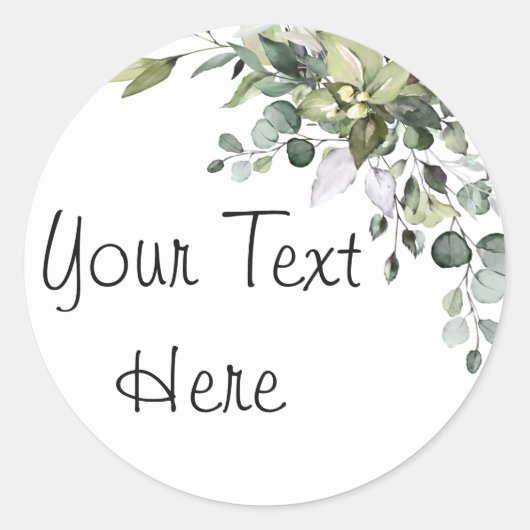 Eucalyptus Custom Text Classic Round Sticker (Voorkant)