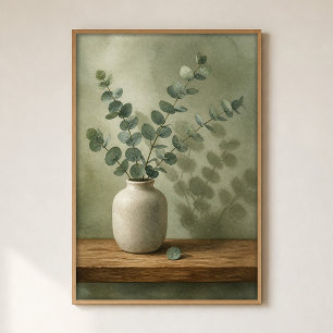 Eucalyptus dans un vase en grès Aquarelle Poster