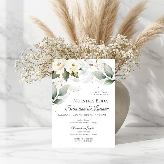 Eucalyptus de verdure invitation de mariage en esp