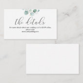 Eucalyptus Détails Mariage Site Web Carte de boîti (Devant / Derrière)