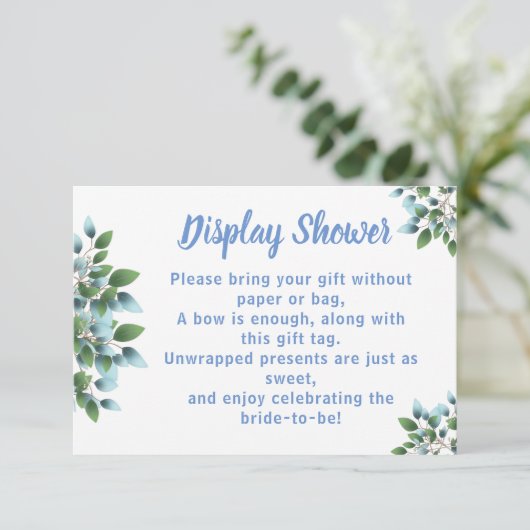 Eucalyptus Display bruids bruiloft douche Informatiekaartje (Staand voorkant)