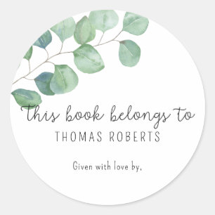 Eucalyptus - dit boek is van met tekst ronde sticker