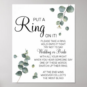Eucalyptus Doe een ring bruidsshower spel bord Poster