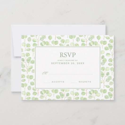 Eucalyptus Dollar Argent & Branches - Mariage RSVP (Devant)