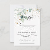 Eucalyptus d'or Mariage Menu Choix RSVP (Devant)