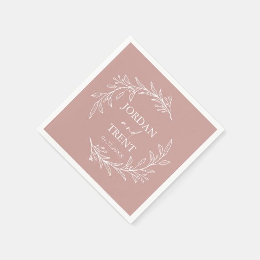 Eucalyptus Dusty Roos Custom Bruiloft Servetten (Hoek)