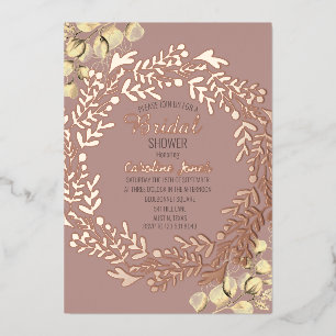 Eucalyptus Dusty Roos Pink Gold Foil Vrijgezellenf Folie Uitnodiging