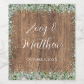 Eucalyptus Dusty Rose Wine Labels | Greenery Wijn Etiket (Enkel label)