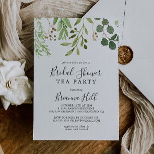 Eucalyptus Eenvoudig Bloemen Vrijgezellenfeest Tea Kaart