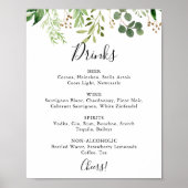 Eucalyptus Eenvoudig Bloemendranken Huwelijksmenu Poster (Voorkant)