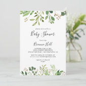 Eucalyptus Eenvoudig Bruin Bloemen Baby shower Kaart (Staand voorkant)