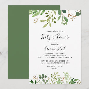Eucalyptus Eenvoudig Bruin Bloemen Baby shower Kaart