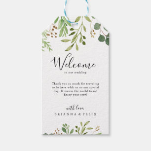 Eucalyptus Eenvoudig Bruin Bloemen Bruiloft Welkom Cadeaulabel