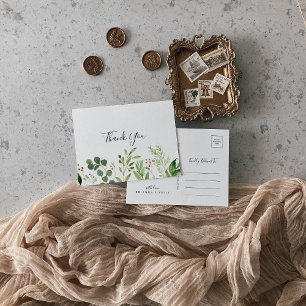 Eucalyptus Eenvoudig Bruin Bloemen Dank u Briefkaart