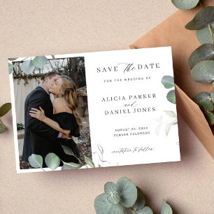 Eucalyptus eenvoudig elegante minimalistische foto save the date
