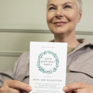 Eucalyptus Eenvoudige 60e Verjaardag Party uitnodi Kaart