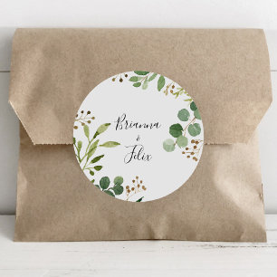 Eucalyptus Eenvoudige bloemenbruiloft envelop afdi Ronde Sticker