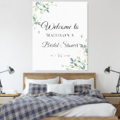 Eucalyptus Eenvoudige Bloemige Bruiloft Uitnodigin Canvas Afdruk (Insitu (Slaapkamer))