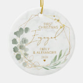 Eucalyptus Eerste Kerstmis Verloofd Keramisch Ornament (Voorkant)