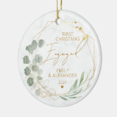 Eucalyptus Eerste Kerstmis Verloofd Keramisch Ornament (Links)