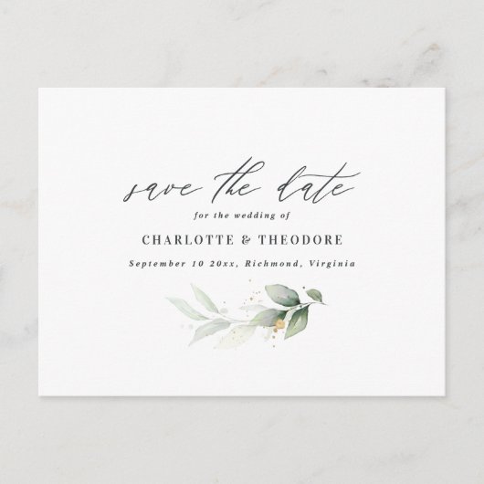 Eucalyptus elegant bruiloft botanisch behalve de d aankondigingskaart (Voorkant)