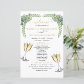 Eucalyptus Elegant Calligraphy Wedding Programme (Staand voorkant)