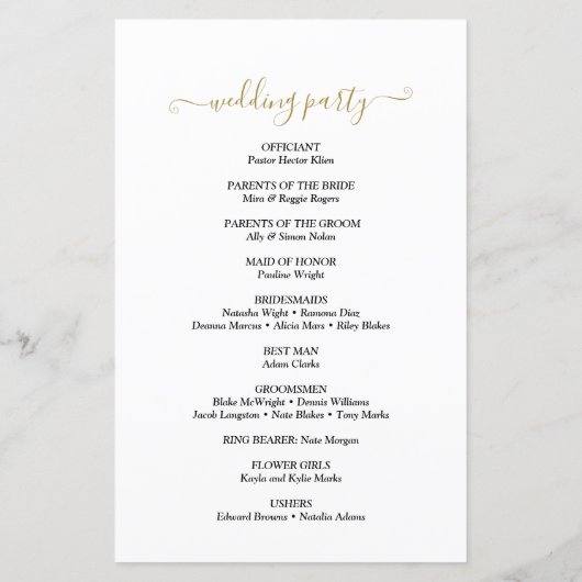 Eucalyptus Elegant Calligraphy Wedding Programme (Achterkant)