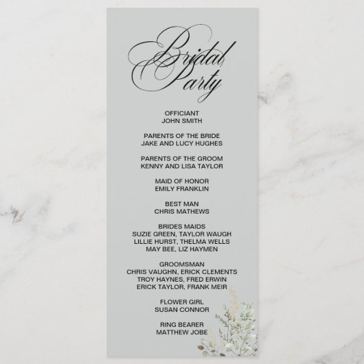 Eucalyptus Elegant double side program card  Programma (Achterkant)