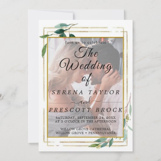 Eucalyptus Élégant Faire-part de mariage Vellum (Devant)