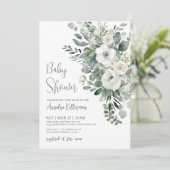 Eucalyptus Elegant Floral Baby Shower Kaart (Staand voorkant)