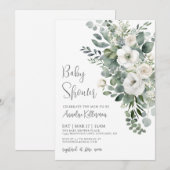 Eucalyptus Elegant Floral Baby Shower Kaart (Voorkant / Achterkant)