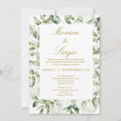 Eucalyptus Elégant mariage Invitation en espagnol (Devant)