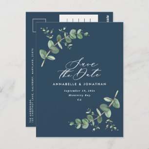 Eucalyptus elegant marvy blue bruiloft met uitzond briefkaart