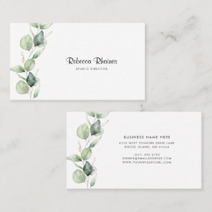 Eucalyptus Elegant Script Groene Schoonheidssalon Visitekaartje