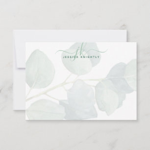 Eucalyptus Elegant Script Monogram Initialen Notitiekaartje