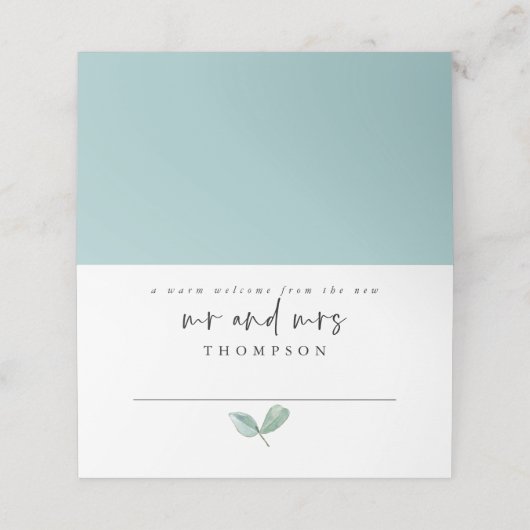 Eucalyptus Elegant Script Namen Datum Bruiloft (Buitenkant ongevouwen)