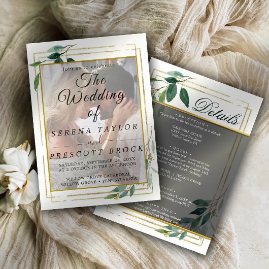 Eucalyptus Elegant Vellum Wedding Invitation Kaart