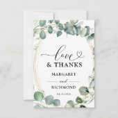 Eucalyptus Elégant Verdure Mariage Carte de remerc (Devant)