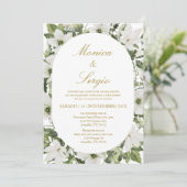 Eucalyptus Elegante bruiloft uitnodiging in het Sp (Staand voorkant)