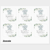 Eucalyptus Elephant Baby shower Bookplaat Vierkante Sticker (Vel)