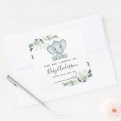 Eucalyptus Elephant Baby shower Bookplaat Vierkante Sticker (Envelop)