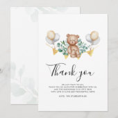 Eucalyptus en Beer Rustisch Beer Baby shower Bedankkaart (Voorkant / Achterkant)