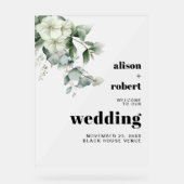 Eucalyptus en bloemen bevroren bruiloft WELKOM Acryl Bord (Voorkant)