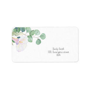 Eucalyptus en calla bloem - bruidsdouche etiket