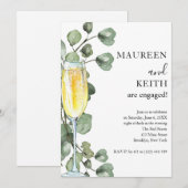 Eucalyptus en Champagne Engagement Party Invitati Kaart (Voorkant / Achterkant)