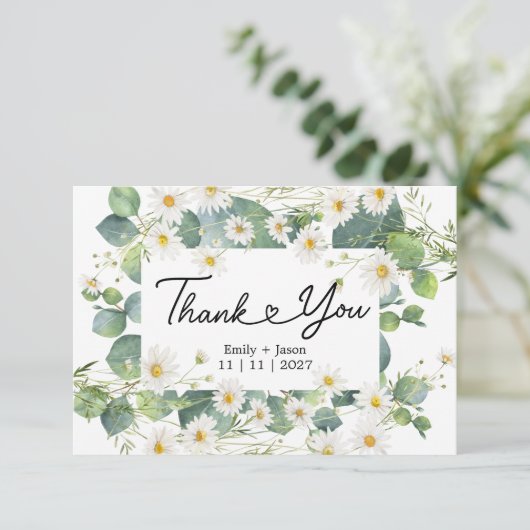 Eucalyptus en daisy botanische bedankkaart (Staand voorkant)