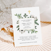 Eucalyptus en Elegant White Flowers | Baptisme Kaart