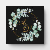 Eucalyptus en goud op een zwarte gepersonaliseerde fotoplaat (Voorkant)