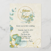 Eucalyptus en goudbruiloft folie uitnodiging (Voorkant)